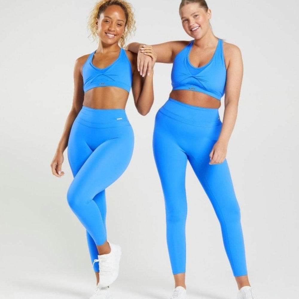 Gymshark - Whitney High Rise Blue Leggings, hidden scrunch, size medium